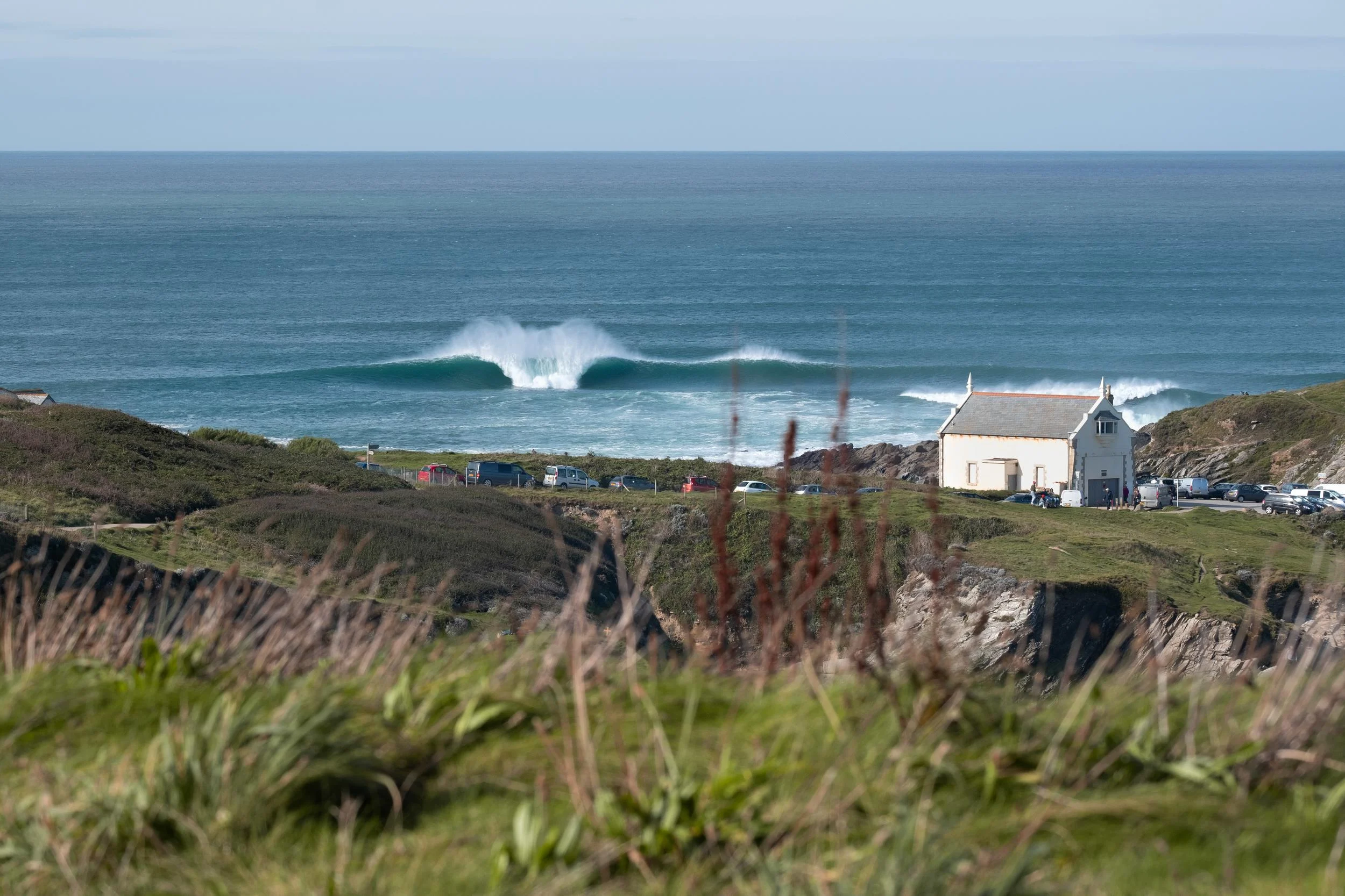 Sunset over the Cornwall coast near Newquay, the home and inspiration behind Cribbar Creative