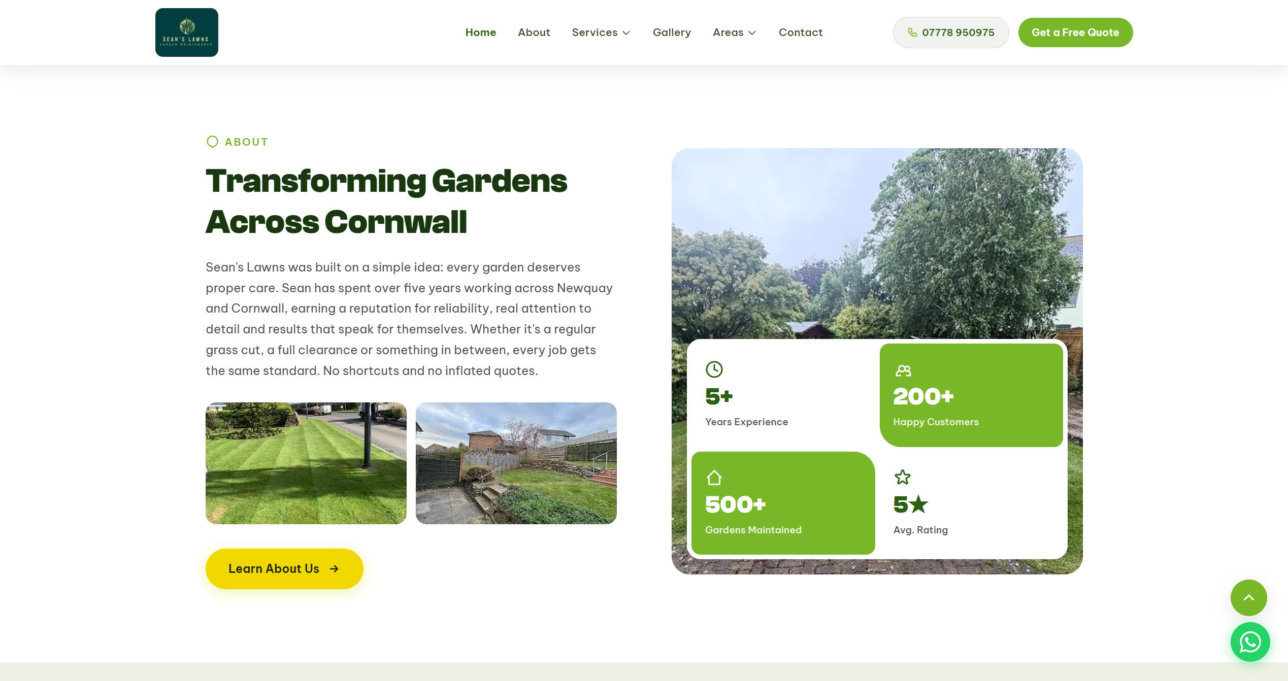 Sean's Lawns garden maintenance results in Cornwall
